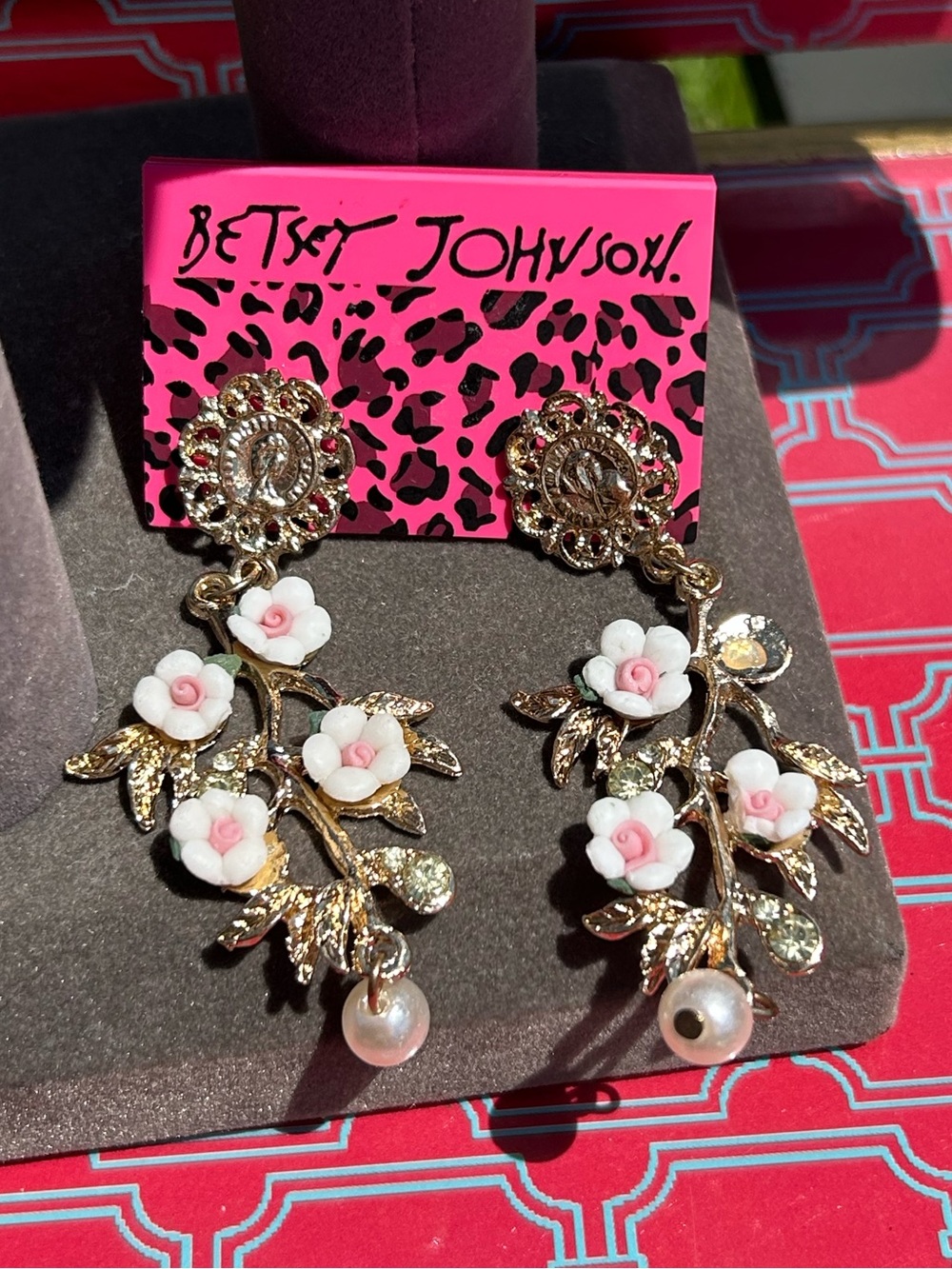 Betsey Johnson Floral Statement Earrings